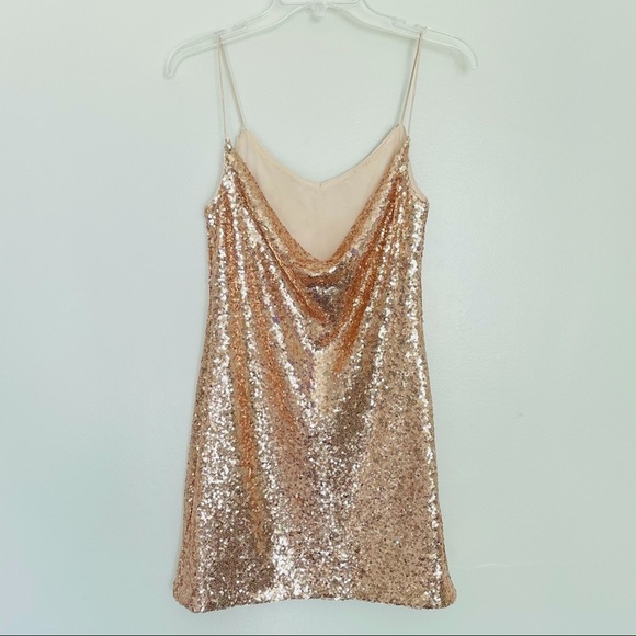NBD x Revolve Mini Sequin Rose Gold Party Dress Size XS - Picture 6 of 11